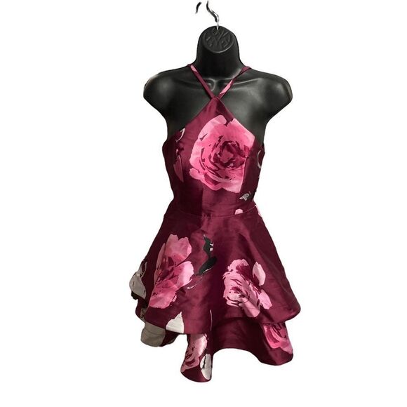 SPEECHLESS Women’s Wine Floral Party Prom Dress Size 0 - Picture 1 of 11